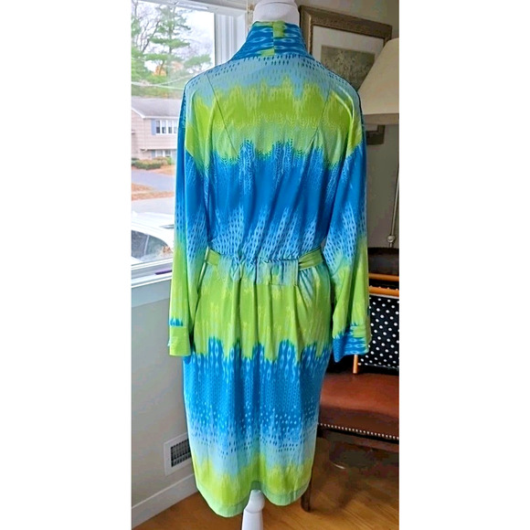 Natori Tahiti Robe Size L Floral Satin Kimono Belted Lounge Sleepwear Womens - Picture 2 of 7